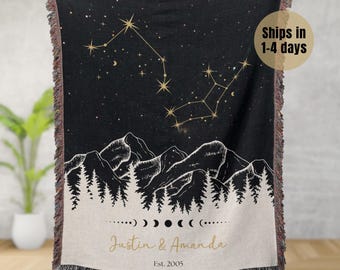 Personalized Constellation Tapestry Custom Zodiac Blanket Anniversary Gift Night Sky Woven Throw Celestial Wedding Gift Horoscope Astrology
