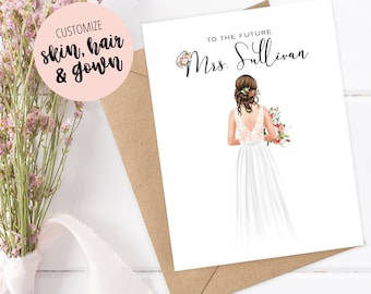 Personalized Wedding Card for Bride, Custom Bridal Shower Card, To the Future Mrs., Beautiful Bride Card Custom Bridal Shower Card for Bride