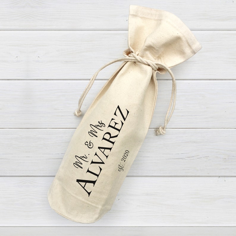 PERSONALIZED Canvas WINE BAG Wine Gift Bag Personalized Wine Etsy