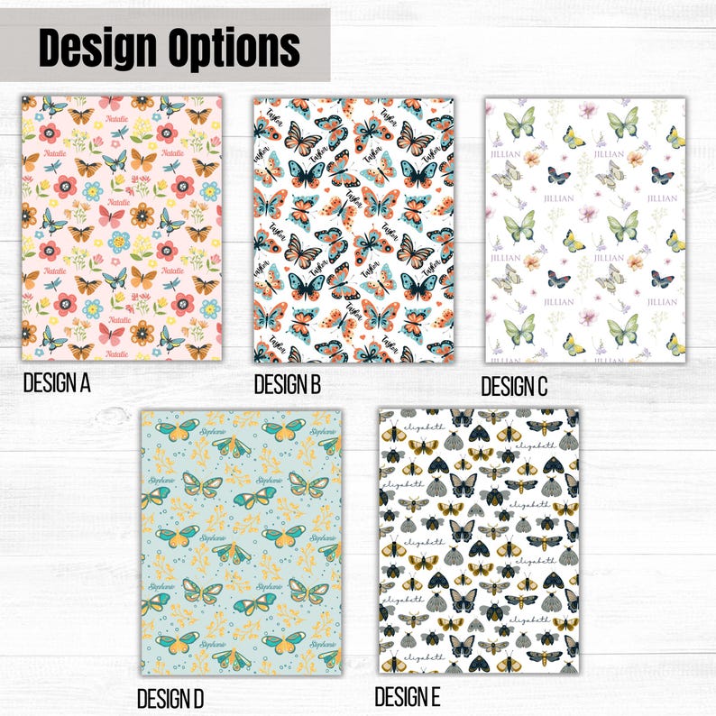 Personalized Butterfly Blanket Custom Name Baby Girl Swaddle Floral