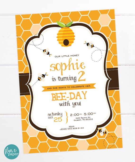 Bumble Bee Birthday Invitation Bumble Bee Party Bumble Bee | Etsy