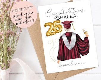 Personalized Graduation Card, Graduation Gifts, Custom Grad Card, Congratulations Graduate 2026, Name and Year Graduation Card Class of 2026