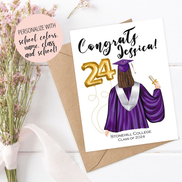 PERSONALIZED GRADUATION Card for Class of 2024 Congratulations Graduate Card 2024 Graduation Card Graduation Announcement Graduation Gift