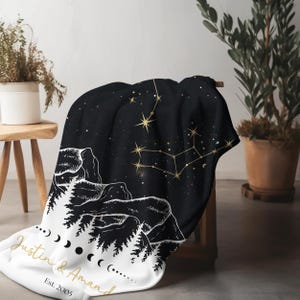 Personalized Constellation Tapestry Custom Zodiac Blanket Anniversary Gift Night Sky Woven Throw Celestial Wedding Gift Horoscope Astrology image 6