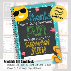 Titular de la tarjeta de regalo imprimible de agradecimiento al maestro, paquete de tarjetas de agradecimiento para maestros, regalo de fin de año para maestros, descarga instantánea de vacaciones de cumpleaños
