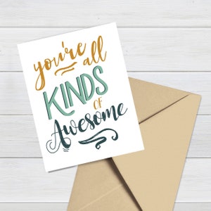 THANK YOU CARD, Encouragement Card, Congratulation, You&#39;re Awesome Card, You&#39;re Amazing, You&#39;re doing great, Boyfriend Card, Friend Card