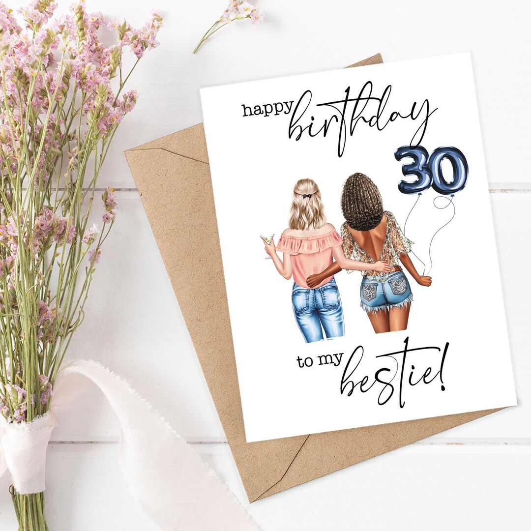 Best Friend Birthday Card Personalized Girls Birthday Card Bestie ...