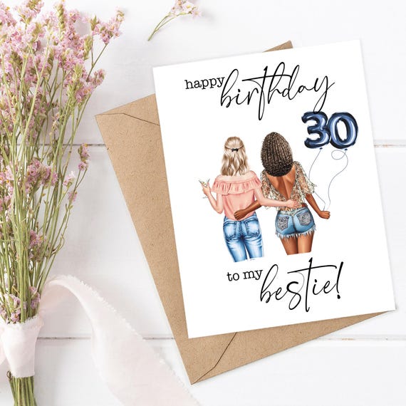 Best Friend Birthday Card Personalized Girls Birthday Card Bestie Birthday Card Custom Friend Card BFF Birthday Card Birthday For Her