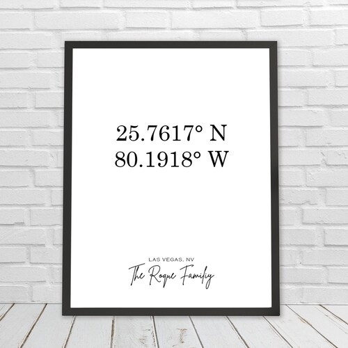 Minimalist Coordinates Print Latitude Longitude Print New - Etsy