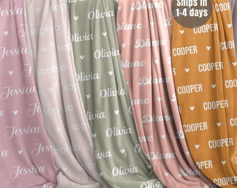 Plush Minky Name Blanket, Personalized Minky Blanket, Custom Name Blanket for Baby Girl or Boy, Soft Baby Blanket, Kids Name Blanket