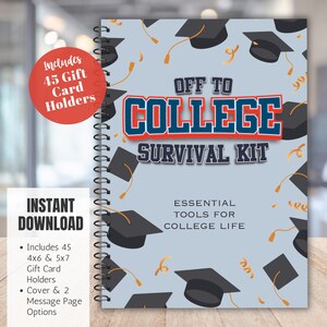 Kit de survie universitaire, livret de cartes-cadeau pour la première année à l'université, trousse de soins pour l'université, cadeau pour l'obtention du diplôme d'études secondaires, indispensables Off to College
