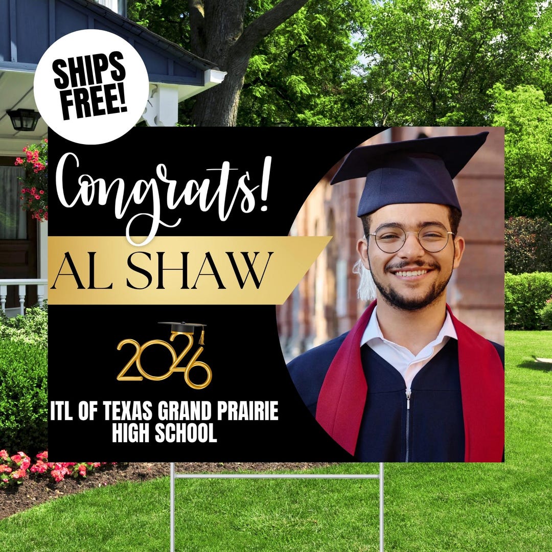 Custom Photo Graduation Yard Sign, Class of 2026 Announcement ...