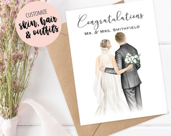 Congratulations Mr. and Mrs. Personalized Wedding Card, Custom Bridal Shower Card, Future Mr. and Mrs. Customized Shower Card, Couple Card