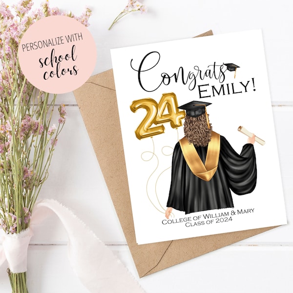 Personalized Graduation Card for Class of 2024, Congratulations Grad Card, Unique Graduation Announcement, Custom 2024 Graduation Card