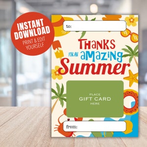 Summer Camp Staff Thank You, Camp Counselor Appreciation Gift Card Holder, Camp Counselor Gift, Summer Camp Gift, Summer Camp Gifts, Teacher