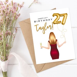 Personalized Friend Birthday Card, Custom Sister, Girlfriend, Daughter, Granddaughter, Best Friend, Custom Birthday Balloon Card for her
