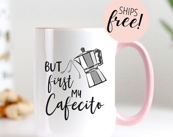 Cafecito Mug in Spanglish Coffee Mug with Cafe Con Leche & Cortadito Design Miami Vibes Latina Gifts for Latinx for Coffee Lovers