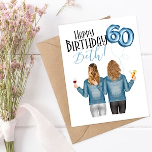 PERSONALIZED FRIEND BIRTHDAY Card, Personalized Birthday Card, Custom Sister Birthday Card, Girlfriend Birthday Card, Custom Birthday Card