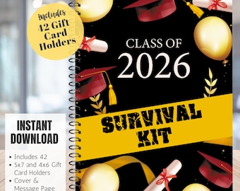 Boek afstuderen cadeaubon, college zorgpakket, afdrukbare cadeaubonnen, overlevingspakket voor middelbare scholieren, college overlevingspakket