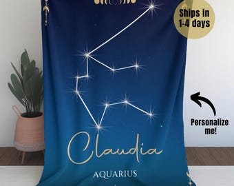 Personalized Zodiac Sign Blanket, Horoscope Astrology Gift, Celestial, Zodiac Custom Throw, Birthday Gift, Cancer Scorpio Libra Leo Gemini