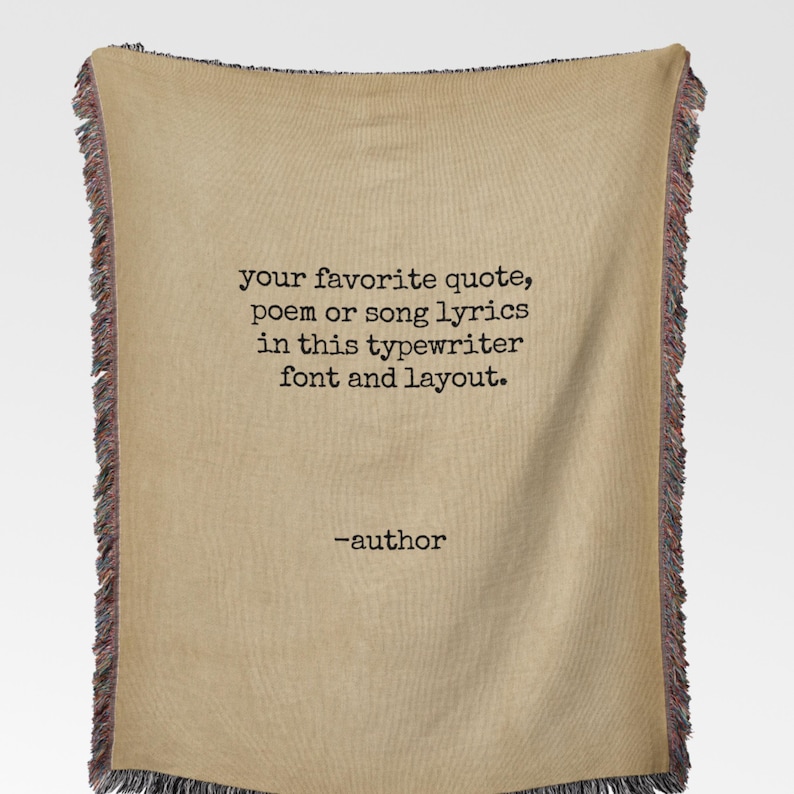 Custom Quote Blanket Personalized Poem Blanket Typewriter Print Throw