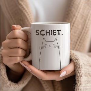 Cat mug with saying, Schiet, Hamburg mug, Hamburg gift, Low German, gift idea colleagues, rainy weather mug, cat lover