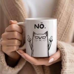 Mug saying cat, nope, just no, grumpy cat, mug cat funny, gift idea cat lover, office mug, cat mug, cat motif