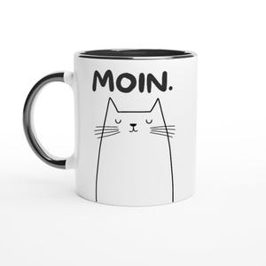 Mug saying cat, Moin, Hamburg gift, Hamburg mug, gift colleagues, cat motif, cat sayings, office mug, funny mug