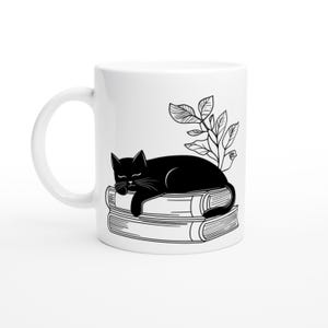 Ceramic mug with saying and cat motif, Nothing experienced today, Also nice, Cat love, Book love, Gift idea for colleagues, Office mug