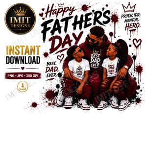 Happy Father's Day PNG Black Dad Digital Download Family Graphic Design