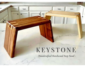 Solid Hardwood Step Stool, Maple Walnut or Sapele Maple, Modern Furniture