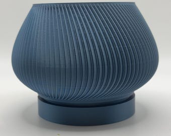 Ribbed Modern Planter with Stand - Sleek Contemporary Design