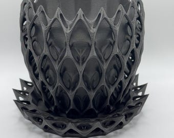 Large Gothic Black Sculpted Planter