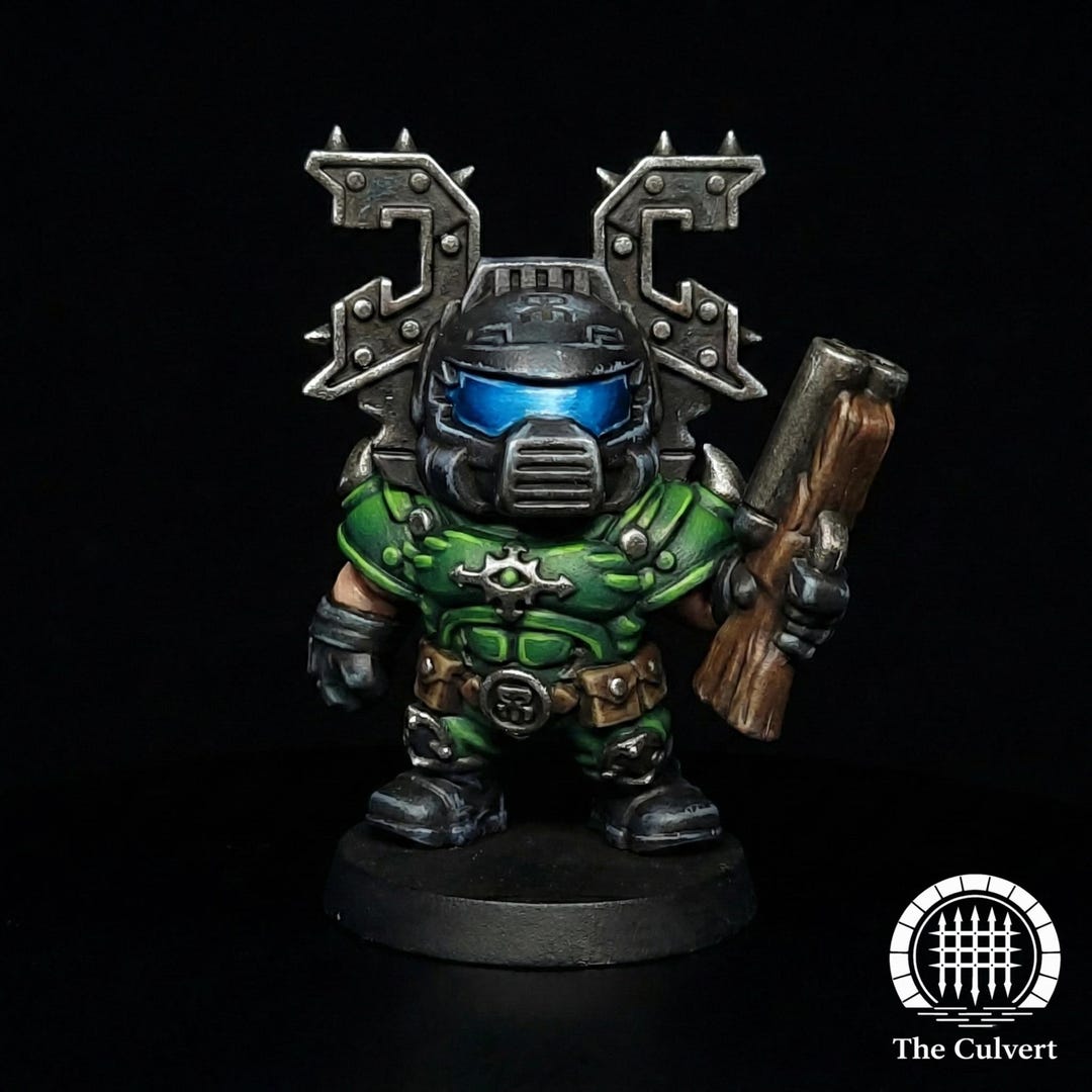 Chibi Grimdark Doomguy Miniature - Fan Art Parody Proxy - Etsy Australia