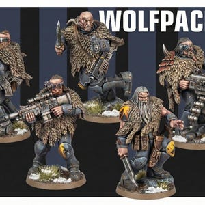 Wolf Pack 2 - Scouts (Red Pilgrim) Minis proxy à l'échelle héroïque de 28-32 mm pour jeux de guerre | Chiens primitifs vikings