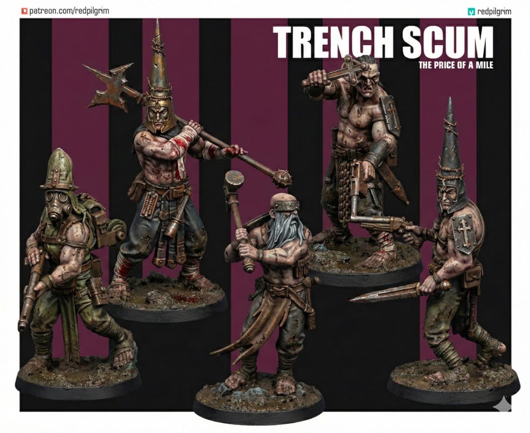 Red Scum Trench Scum (red Pilgrim) 28-32mm Heroic Scale Proxy Minis for Wargames ...