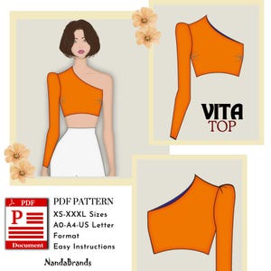 Patrón de costura en PDF para el top Vita - Top digital para mujer (XS-XXXL) A0/A4/USLetter - Guía fácil para principiantes