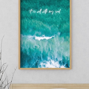 It Is Well With My Soul Christian Wall Art, Trendy Printable Christian Art, Aesthetic Art Print, Download, Beach Ocean Wall Decor