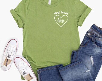 Most Loved Gigi Tee - Pocket Design - Grandma Gift - Mother's Day Gift