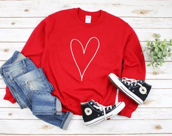 Simple and Sweet Valentine's Day Large White Heart Sweatshirt
