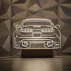 Classic Car Lamp Gift, Personalized Text 3D Car Sketch Night Light 7 Colors, Super Car Motorcycle 3D Photo Lamp, Lamp Gift for Him