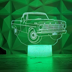 Truck Lamp Gift, Personalized Text 3D Car Sketch Night Light 7 Colors, Super Car Motorcycle 3D Photo Lamp, Lamp Gift for Him