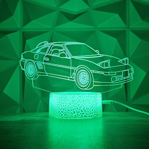 Classic Car Popup head Lamp Gift, Personalized Text 3D Car Sketch Night Light 7 Colors, Super Car Motorcycle 3D Photo Lamp