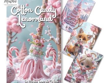 Baralho Lenormand Algodão Doce, 36 cartas com palavras-chave e caixa, cartas Lenormand, oráculo para iniciantes, rosa.