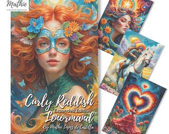 Baralho Lenormand Curly Reddish Lenormand cards por Mathie e seu Guia Angélico Lenormand cards karten ferramentas de adivinhação guia de vídeo