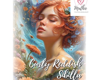 Cartas Sibilla Curly Reddish Sibilla Mathie e seu guia angelical Baralho de tarô Sibilla Ferramentas de adivinhação Guia de vídeo