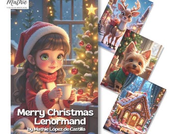 Baralho Lenormand de Natal com palavras-chave, 36 cartas com caixa, baralho Lenormand de Natal com guia, oráculo de Natal para iniciantes.