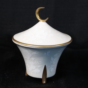 Vintage Kronach OCA Bavaria Porcelain MCM Sugar Bowl Germany Gold Trim Ivory