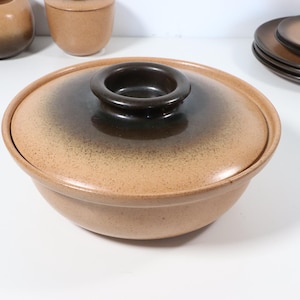 Vintage Edith Heath Ceramics 9.25" Casserole Dish with Lid, In Brownstone