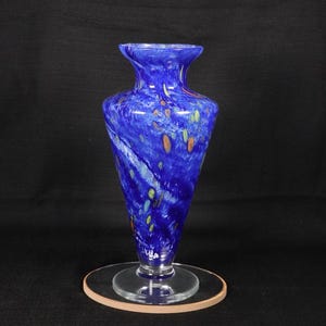 Murano Lavorazione Arte Hand Blown Vase Blue Yellow Orange, Made Italy MCM